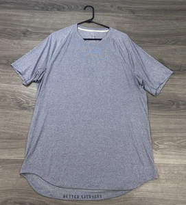 Camicia manica corta allenamento Lululemon Heathered Chambray blu Drysense M/L? - Foto 1 di 8