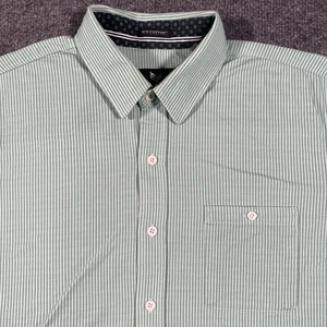 Buttercloth Icy Cotton Striped Regular Fit Short Sleeve Button Shirt Mens Medium - Picture 1 of 8