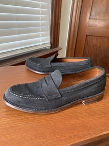 MARINEBLAU UNGEFÜTTERTES WILDLEDER - BESCHREIBUNG LESEN | ALDEN 9D LHS HANDGENÄHT SCHNUPFTABAK HALBSCHUHE SCHUHE 9 - Bild 1 von 22