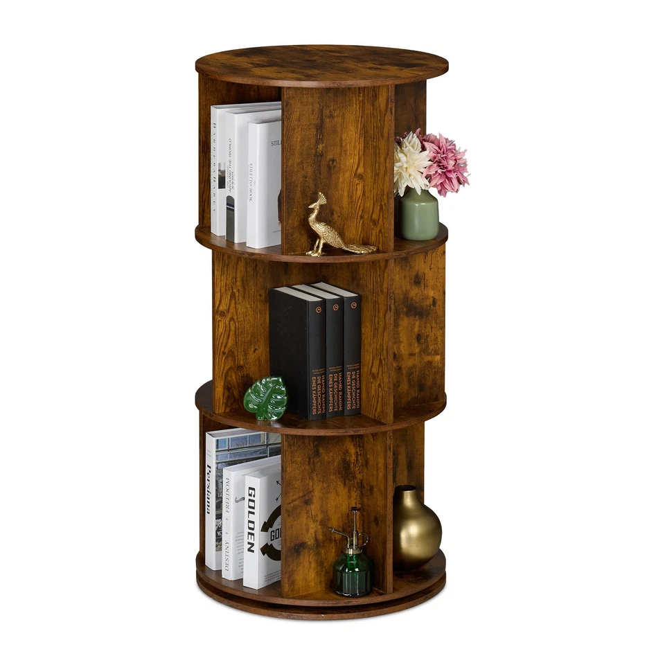 Libreria Girevole Scaffale Rotante Torre Circolare Mobile Porta CD Libri DVD - Immagine 1 di 2