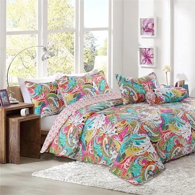  Precioso juego de cama edredón reversible flor floral cachemir, floreciente queen Foto 1 de 4