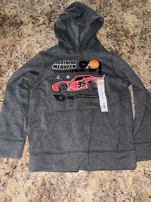 NWT Boys Disney Cars Gray Hoodie Long Sleeve Sweatshirt Size 6 lightning mcqueen - Image 1 of 3