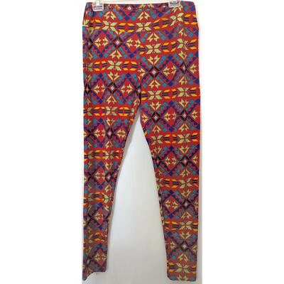Lularoe Leggings Womens Plus Size TC Tall and Curvy Aztec Southwestern Red Pants - Image 1 of 4