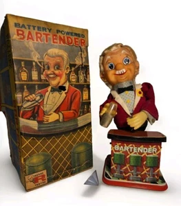 (VTG) 1960s Rosko The Bartender Battery Op Japan Toy Working - Picture 1 of 13