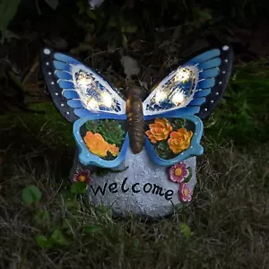 -Garden Statue Butterfly Decor-Solar Outdoor Butterfly Light-Butterfly Figurine - Picture 1 of 12