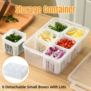 Crisper Storage Box with Lid Clear Plastic Container Vegetable Fridge Organizer - Picture 1 of 13
