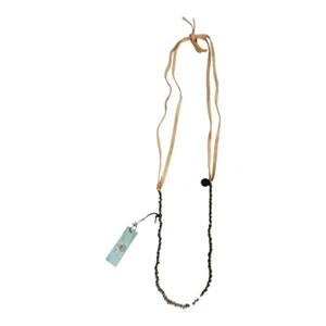 Mare Sole Amore - Blue and Gold Beaded Necklace - Leather Ties - 36" plus - Bild 1 von 7