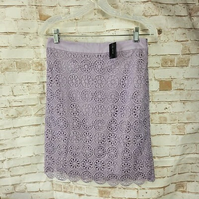 NUEVO CON ETIQUETAS Falda Recta Lápiz Dobladillo Festoneado Encaje Crochet Lavanda Talla Limitada 2 Foto 1 de 4