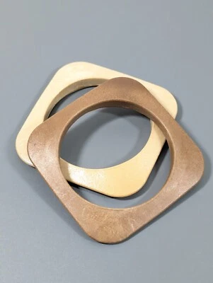 Juego de 2 Pulseras Brazalete Madera Cuadradas Geométricas Boho Western Tribal 8 pulgadas Foto 1 de 4