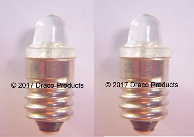 DRACO PRODUCTS 2X Set Epistar LED 0.5W E10 Screw Lens Bulb 3V .02A for 2-Cell Replacement: 222