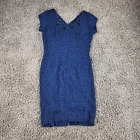Marinella Kleid Damen 14 blau Perlen Abend Party Cocktail E5-B5