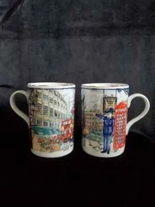 2 Piccadilly Cedar Mugs By James Sadler “Best of British”. Souvenir. - Picture 1 of 4