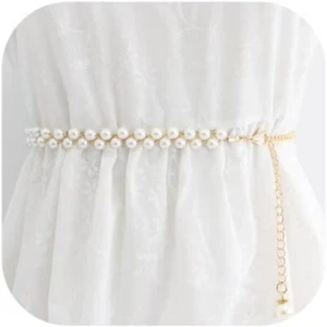 White Pearl Belt for Women Layered Waist Chain Belt Handmade Pearl Body Chain Ch - Picture 1 of 7
