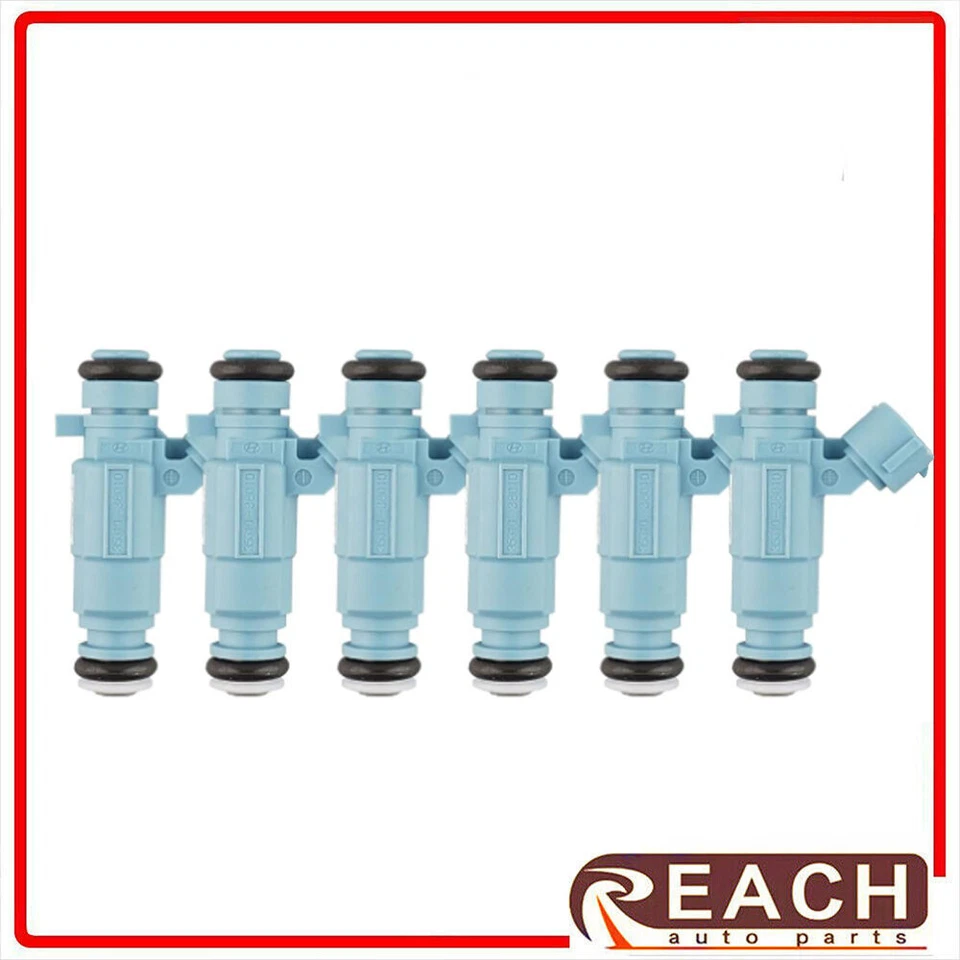 Juego de 6 inyectores de combustible para Hyundai Sonata 2000-05 y Kia Optima 2,4 L 2001-06 Foto 1 de 4