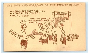 Joys & Sorrows of the Rookie in Camp Mess Hall Flies Military Army Postcard A8 - Picture 1 of 2