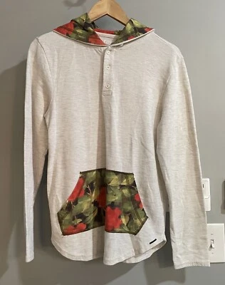 Camiseta On The Bias com capuz Henley pulôver floral leve pulôver pequeno - Imagem 1 de 4