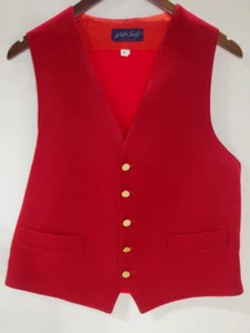 C25 True Vintage Lord & Taylor Vest Red Wool Men’s Large Gold Buttons Knit Back - Picture 1 of 7