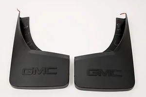 2014-2018 GMC Sierra Rear Molded Splash Guards 22894866 Black Grained w/ Logo OE - Picture 1 of 5
