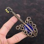 Women Day Sale Blue Sapphire Wire Wrapped Guitar Pendant Copper For Girls 4.84"