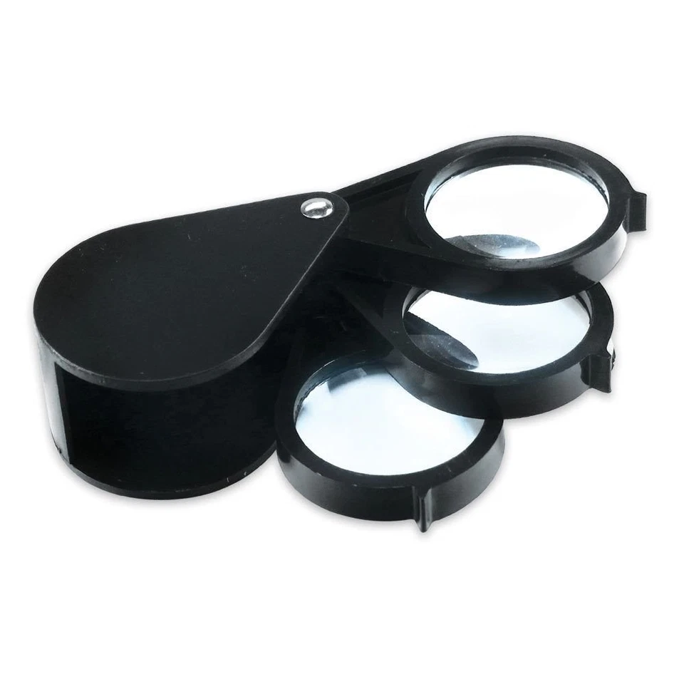 Folding 15x Magnifier 3 Lenes 5x Each Handheld Loupe