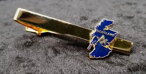 Vintage Gold Plated Blue Enamel Scotland Masonic Tie Bar Clip - Freemasons Mason - Picture 1 of 7