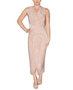 RACHEL Rachel Roy Women's Tan Zebra Sleeveless Striped Midi Dress - XS - Tan - Picture 1 of 2
