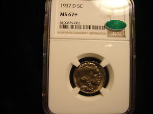 1937-D Buffalo Nickel, NGC MS67+, CAC Approved, as pictured.