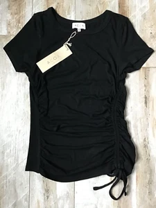 Top Vici Alcoa Collection donna nero maniche corte laterale arricciato taglia M - Foto 1 di 4