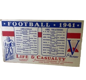 Rare 1941 University Arkansas & UCA Football Schedule Advertising Card - Picture 1 of 6