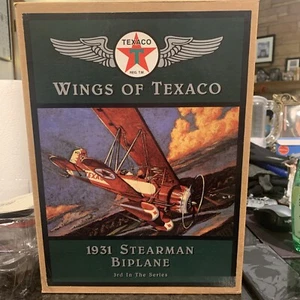 Vintage ERTL Wings of Texaco 1931 Stearman Biplane Diecast Metal Coin Bank Mint - Picture 1 of 24
