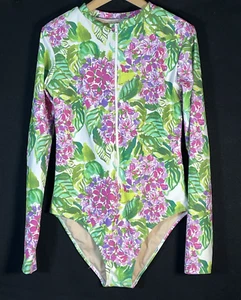 Mott 50 Womens Swimsuit Sz Large Floral Long Sleeve Rash Guard Bathing Suit 1 Pc - Picture 1 of 13