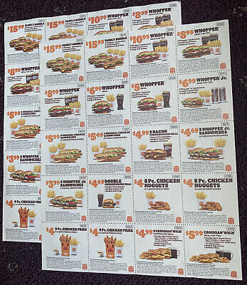 Burger King Coupons 2 Sheets Exp 8/29/2022 • 2.25$