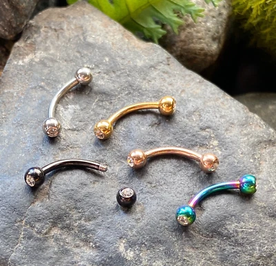 Paquete económico de 5 anillos para cejas gemas de acero enchapado en iones de cinco colores joyería corporal de 16 g Foto 1 de 4