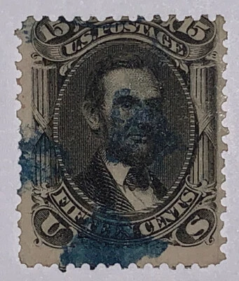 Sellos de viaje: sello de Estados Unidos Scott #77 de 1861-66, 15 Lincoln, usado, azul NG cancelar Foto 1 de 4