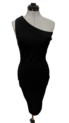 Vestido Andrew Marc Negro Un Hombro Bodycon Vendaje Talla S Nuevo con Etiquetas Elegante Sexy Fiesta Foto 1 de 4