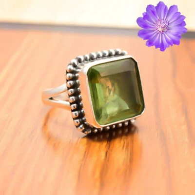 Peridot Gemstone 925 Sterling Silver Statement Ring Jewelry Ring Gift - Image 1 of 3
