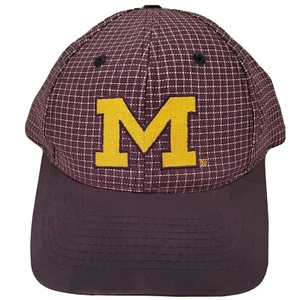 MICHIGAN WOLVERINES Block Logo 7 Blue Plaid Snapback Hat Checkered Athletic Big - Picture 1 of 24