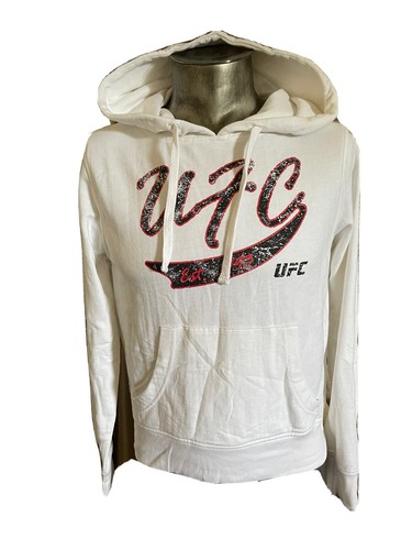 OFF WHITE Felpa pullover pile bianco panna UFC boxe donna felpa con cappuccio piccola