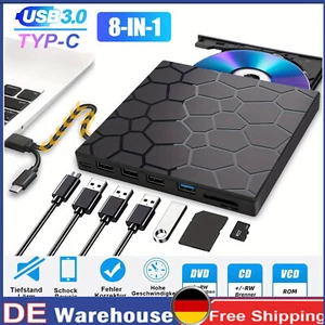USB 3.0 Type C Externes CD/DVD Laufwerk Brenner Player für Laptop PC Windows 11. - Afbeelding 1 van 16