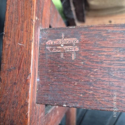 Silla lateral L&J G Stickley artesanal antigua Mission roble rara Foto 1 de 4