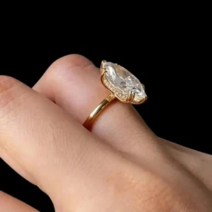 Marquise Cut Moissanite Stone 14K Gold Ring, Wedding Ring For Her,Promise ring - Picture 1 of 6