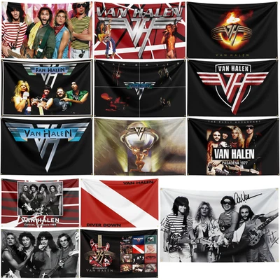 Van Halen Rock Band Flag Banner Tapestry Wall Hanging Poster + Brass Grommets - Image 1 of 4
