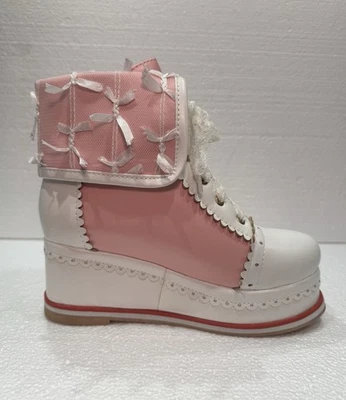 Zapato de disfraces Sweet Lolita con plataforma de tacón de cuña punta redonda con cordones talla 34 Foto 1 de 4