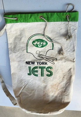 Bolso de Mano Vintage Años 70 NFL New York JETS Lona Cordón Equipo Foto 1 de 4