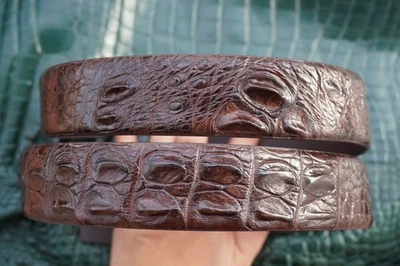 Brown Genuine Crocodile Leather Skin Men's Belt W 1.5 inch #Y42 - Image 1 of 4