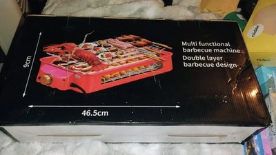 Aoran Kitchen AR-15 Electric Smokeless Indoor Grill Double Layer BBQ 1500W Red - Image 1 of 3