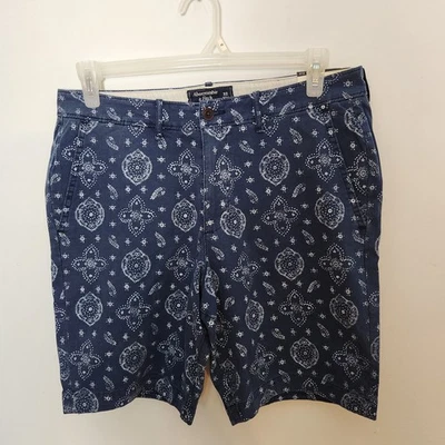 New Abercrombie And Fitch Shorts Sz 32 Mens Classic Fit Stretch Blue Paisley 9" - Image 1 of 4