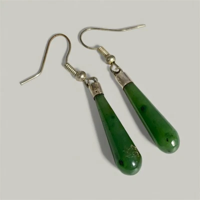 Nephrite Jade Gemstone Handmade 925 Sterling Silver Jewelry Earrings |AAA+ Qulty - Image 1 of 4
