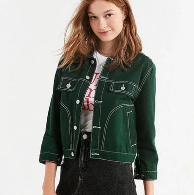 Chaqueta corta UNIF verde leñosa de algodón de sarga de sarga para mujer talla mediana” Foto 1 de 4