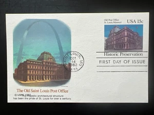 The Old Saint Louis Post Office 13c Postcard 1st Day Issue Fleetwood 1982 - Picture 1 of 2